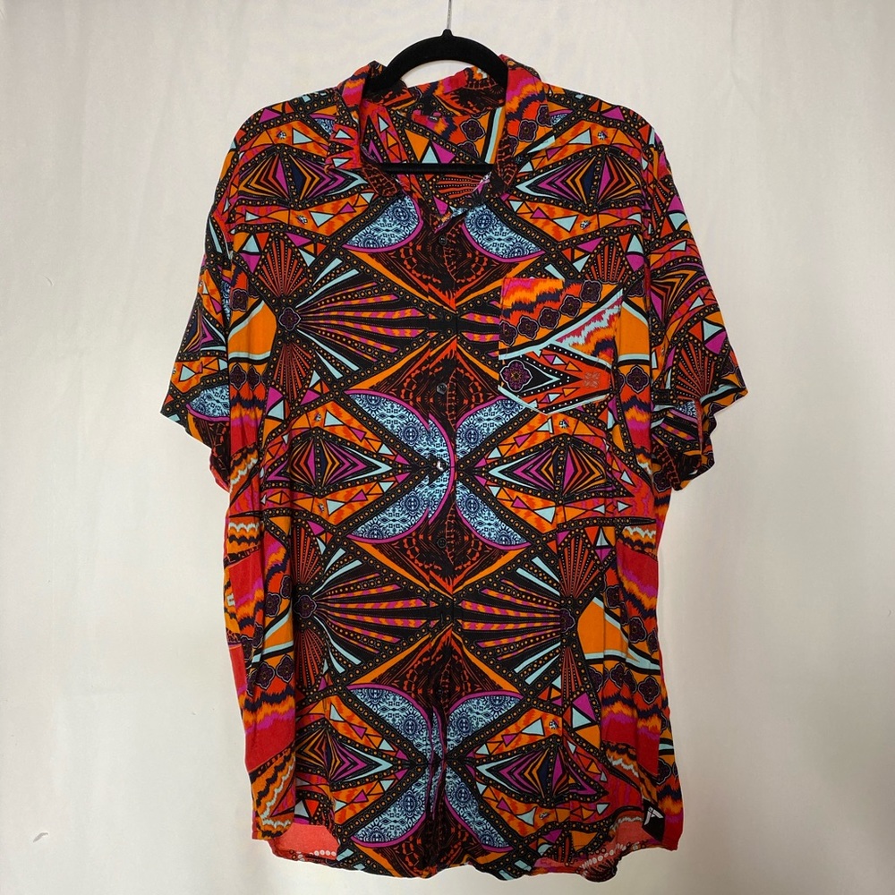 Colorful tribal button down